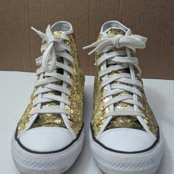 Converse Chuck Taylor All star Gold Sequin  Women's Size 9.5 - Picture 5 of 8